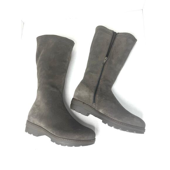 La Canadienne Villa Waterproof Faux Shearling gray Lined Tall Boot Women Sz 7.5 - Picture 1 of 11